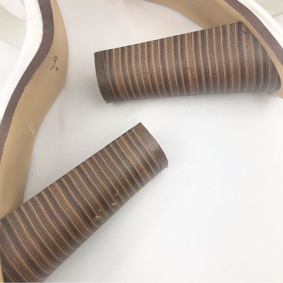 Lulu’s SHELBIE White Leather Ankle Strap Stacked Heel Open Toe Sandals - Picture 14 of 16